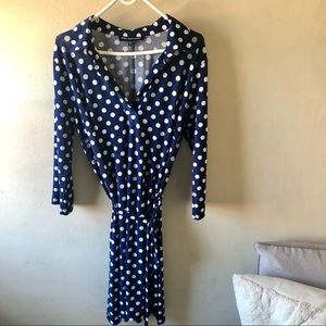 Blue w/white polka dot collared dress size XL